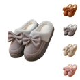 thumbnail image 1 of Women's Fuzzy Slippers with Bow Detail Cozy Plush Lined Winter Slippers Soft Indoor Footwear Comfortable Warm House Shoes for Home Use, 1 of 6