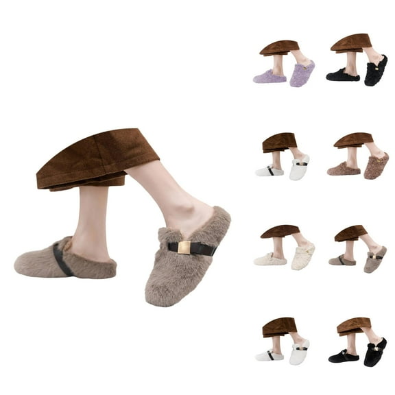 Winter Slippers for Women 2025 Cute Plush Furry Warm Cozy Slip On Slippers Indoor House Shoes