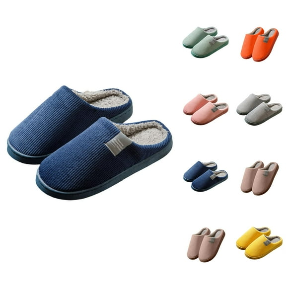 Winter Slippers for Women 2025 Fleece Lined Warm Cozy Slip On Slippers Indoor Non Slip House Shoes