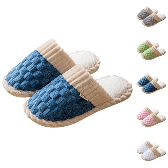Winter Slippers for Women 2025 Furry Fleece Lined Warm Cozy Furry Slip On Slippers Indoor Non Slip House Shoes