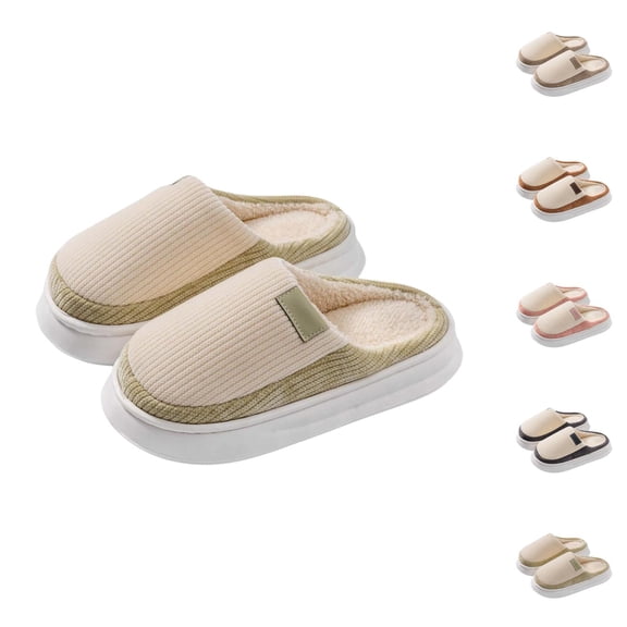 Winter Slippers for Women Fleece Lined Furry Warm Cozy Slip On Slippers Indoor Non Slip Platform House Shoes