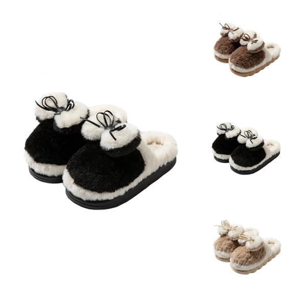 Winter Slippers for Women Furry Cute Fleece Lined Warm Cozy Slip On Slippers Indoor House Shoes