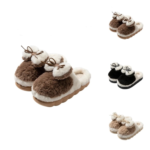 Winter Slippers for Women Furry Cute Fleece Lined Warm Cozy Slip On Slippers Indoor House Shoes