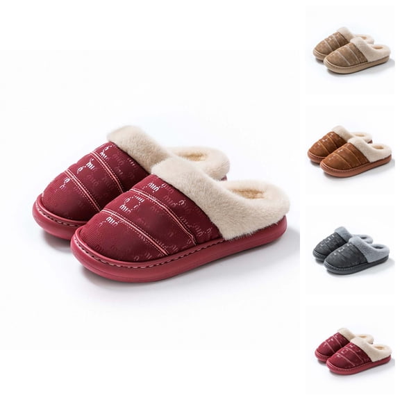 Winter Slippers for Women Men 2025 Fuzzy Fleece Lined Warm Cozy Slip On Slippers Indoor Outdoor Non Slip Platform House Shoes