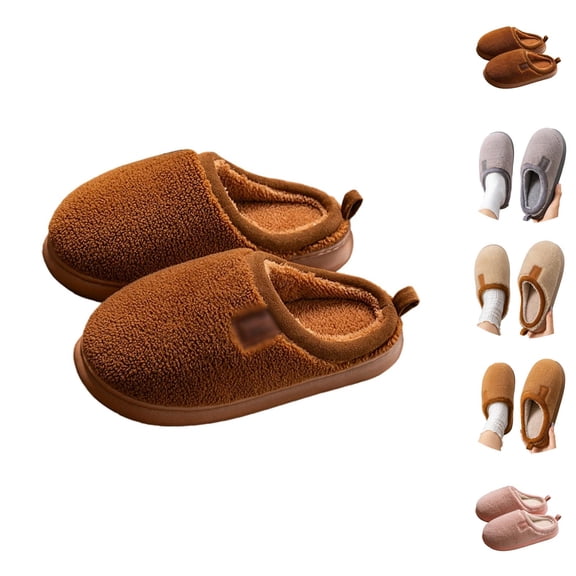 Winter Slippers for Women Men Warm Cozy Fuzzy Slip On Slippers Indoor Non Slip EVA Sole House Shoes