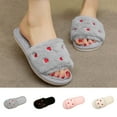 thumbnail image 1 of Winter Slippers for Women Slip-on Flat Heel Open Toe Slides Outdoor Indoor Warm Plush Casual Bedroom Shoes for Women Gray 7.5, 1 of 8