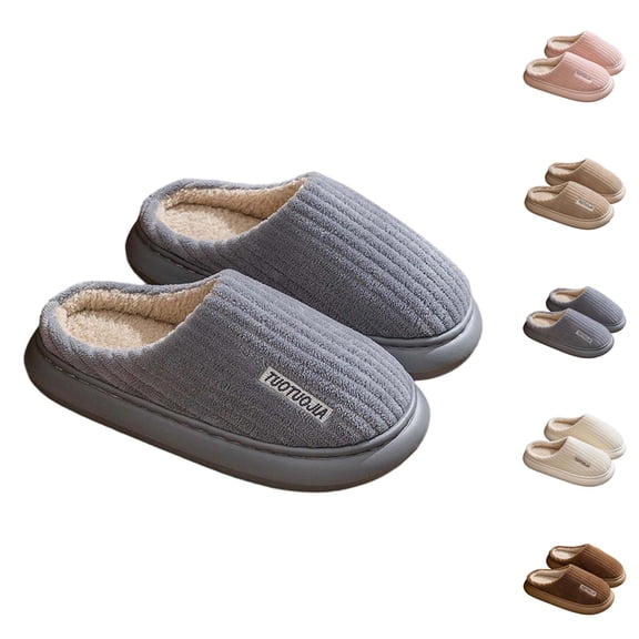 Winter Slippers for Women Warm Cozy Fleece Lined Fuzzy Slip On Slippers Indoor Non Slip Platform House Shoes