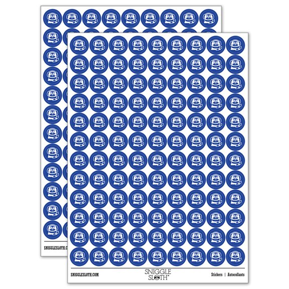 Winter Sloth with Ear Muffs and Scarf 200+ Round Stickers - Dark Blue - Matte Finish - 0.50" Size