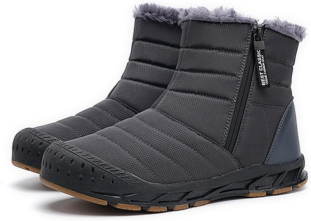 New Winter Men's Warm Snow Boots Shaggy Fleece Ankle Boots Women's