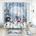 thumbnail image 1 of Winter Snow Bathroom Sets with Shower Curtain and Rugs and Accessories, Snowman Snowflakes Shower Curtain Sets, Reindeer Snowscape Shower Curtains for Bathroom Decor 4 Pcs, 1 of 8