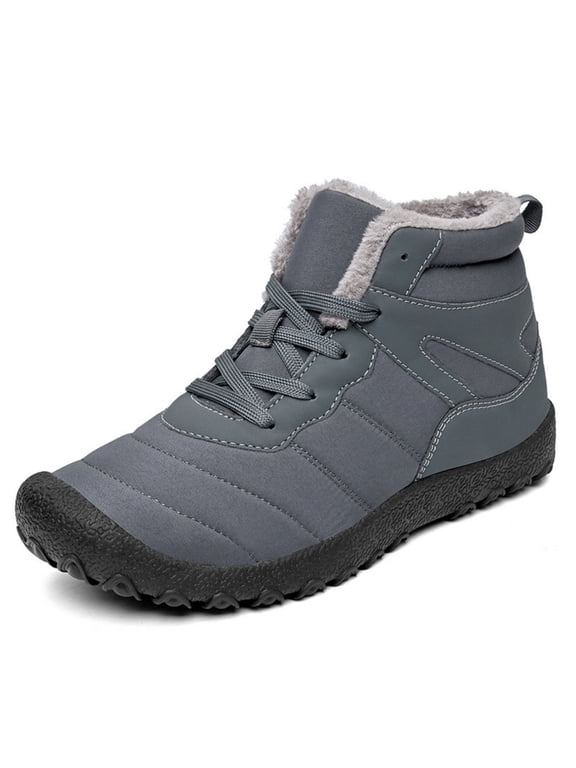 Winter Snow Boots for Men Barefoot Snow Boots Lined Wide Toe Box Zero Drop Ankle Sneakers Casual Lightweight Outdoor Anti- Waterproof Comfortable Minimalist Hiking Ankle Booties