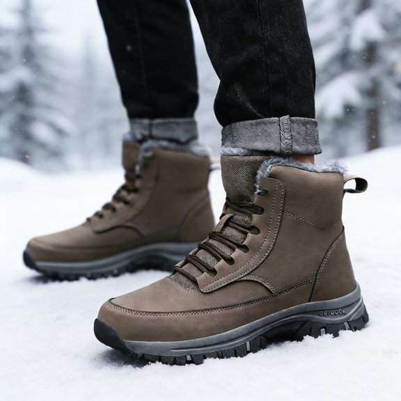 Winter Snow Boots Women Anti Slip Hiking Outdoor Trekking Shoes, Warm Fur-lined Lace-up Strong Traction Best Walking Boots for Snow