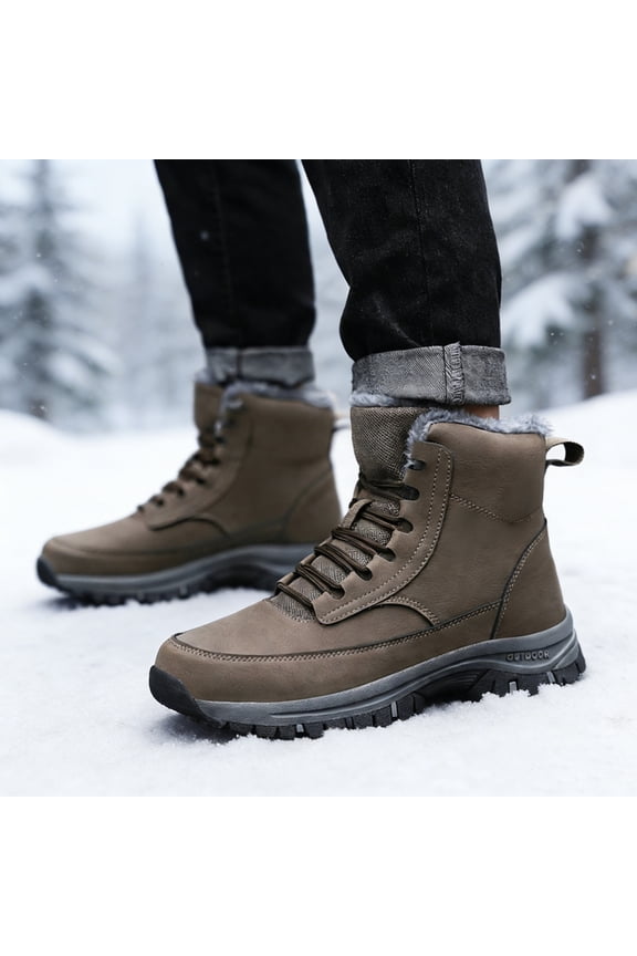 Winter Snow Boots Women Anti Slip Hiking Outdoor Trekking Shoes, Warm Fur-lined Lace-up Strong Traction Best Walking Boots for Snow