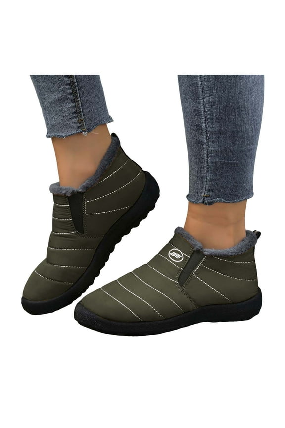 Winter Snow Boots for Older Women Men Seniors Lightweight Cozy Warm Non Slip Fleece Lined Slip on Walking Ankle Booties AG Size 6.5