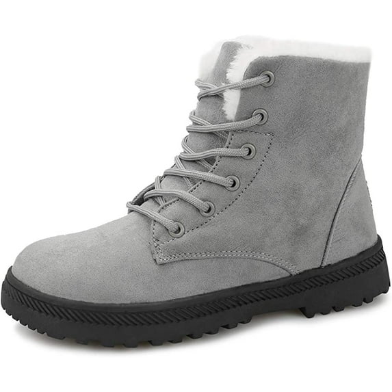 Winter Snow Boots for Women Comfortable Outdoor Anti-Slip Ankle Boots Suede Warm Fur Lined Booties Lace Up Flat Platform Shoes