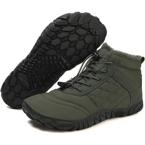 Winter Snow Boots for Women Men, Warm Fur Lined Water Repellent Barefoot Shoes, Wide Toe Box Lightweight Outdoor Ankle Boots