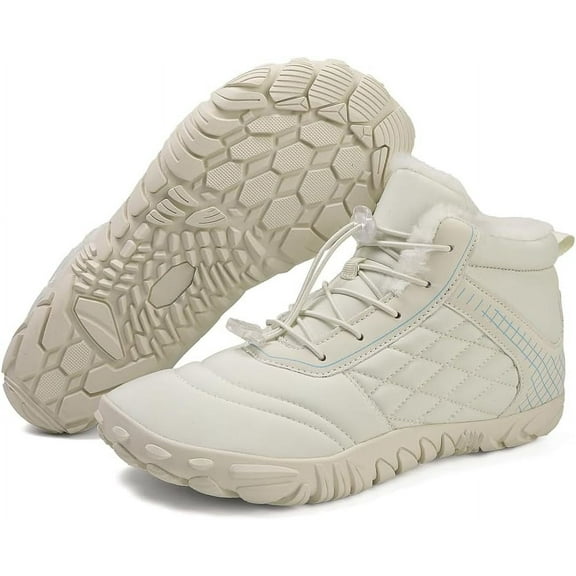 Winter Snow Boots for Women Men, Warm Fur Lined Water Repellent Barefoot Shoes, Wide Toe Box Lightweight Outdoor Ankle Boots