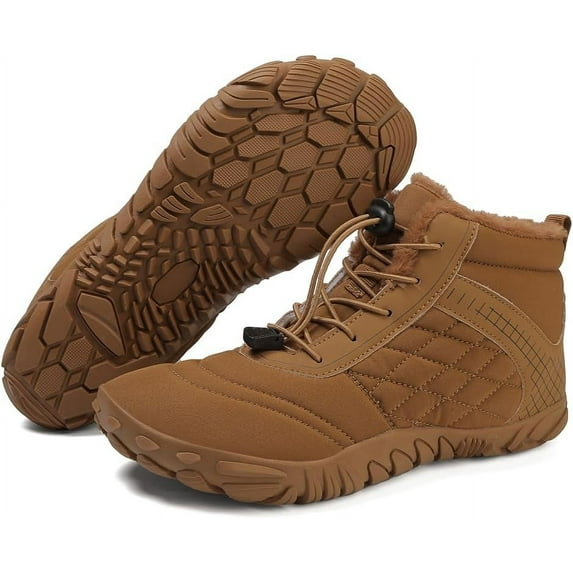 Winter Snow Boots for Women Men, Warm Fur Lined Water Repellent Barefoot Shoes, Wide Toe Box Lightweight Outdoor Ankle Boots