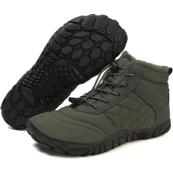 Winter Snow Boots for Women Men, Warm Fur Lined Water Repellent Barefoot Shoes, Wide Toe Box Lightweight Outdoor Ankle Boots