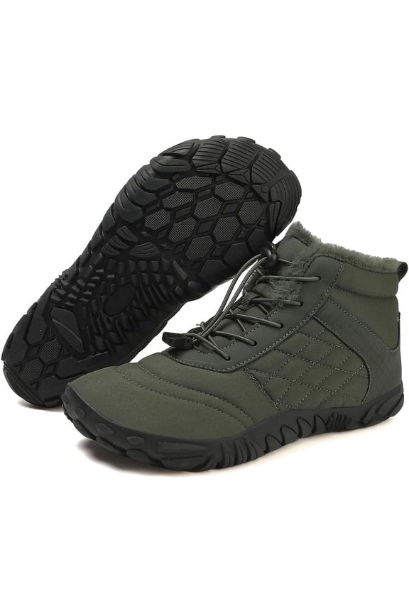 Winter Snow Boots for Women Men, Warm Fur Lined Water Repellent Barefoot Shoes, Wide Toe Box Lightweight Outdoor Ankle Boots