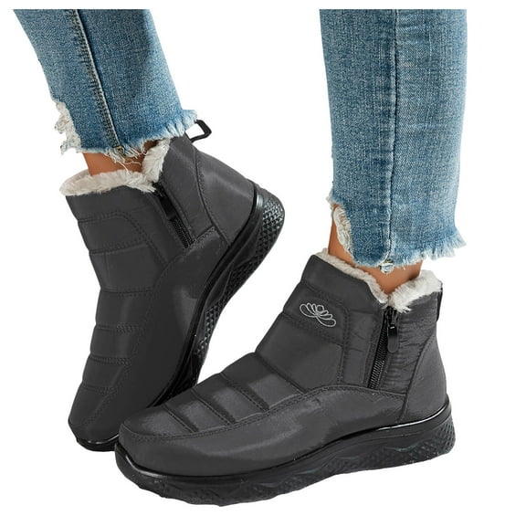 Winter Snow Boots for Women Men Wide Width Lightweight Plush Lined Warm Waterproof Non Slip Ankle Booties for Work Hunting Walking