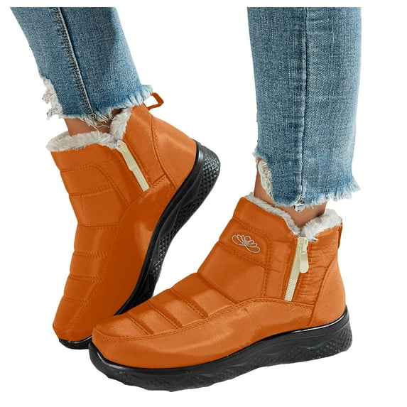 Winter Snow Boots for Women Men Wide Width Lightweight Plush Lined Warm Waterproof Non Slip Ankle Booties for Work Hunting Walking