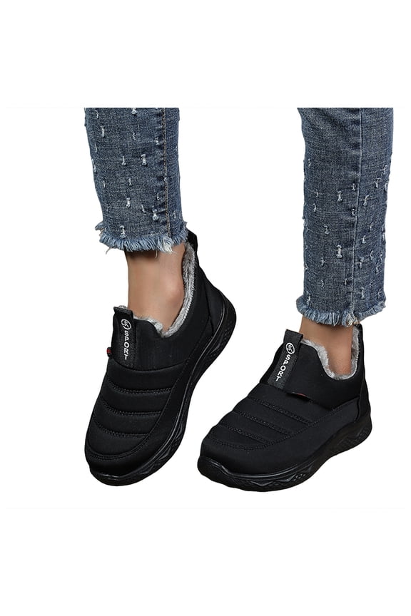 Winter Snow Boots for Women Slip on Anti-Slip Outdoor Warm Walking Sneakers Trendy Stitching Thickened Ankle Booties 