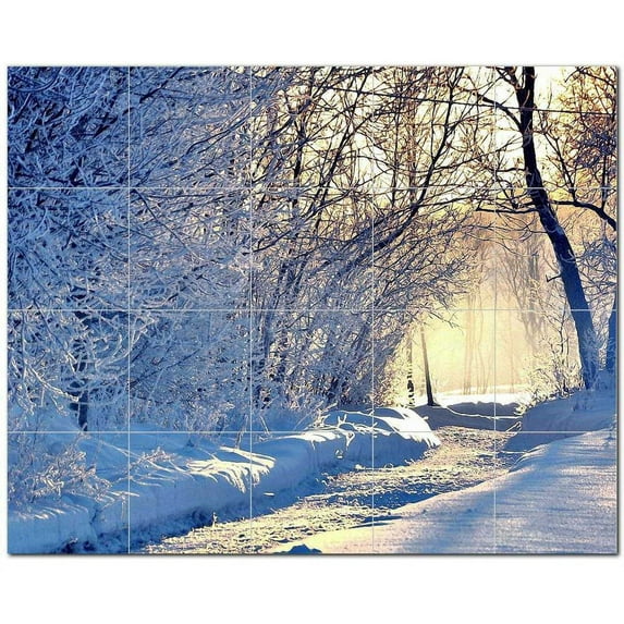 Winter Snow Ceramic Tile Mural Kitchen Backsplash Bathroom Shower, 401960-S54