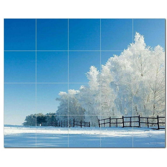 Winter Snow Ceramic Tile Mural Kitchen Backsplash Bathroom Shower, 401964-L54