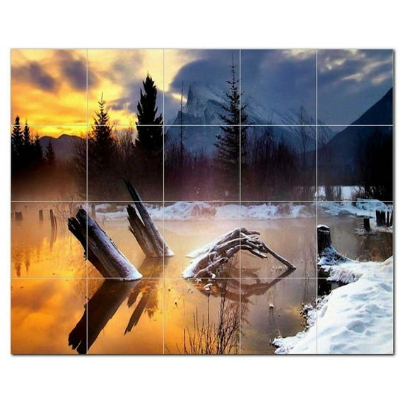 Winter Snow Ceramic Tile Mural Kitchen Backsplash Bathroom Shower, 401971-S54