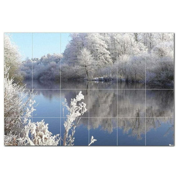 Winter Snow Ceramic Tile Mural Kitchen Backsplash Bathroom Shower, 402001-XL64