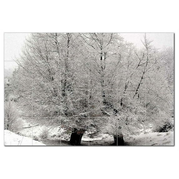 Winter Snow Ceramic Tile Mural Kitchen Backsplash Bathroom Shower, 402007-XL64