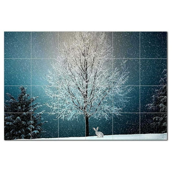 Winter Snow Ceramic Tile Mural Kitchen Backsplash Bathroom Shower, 402015-L64