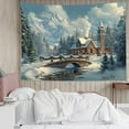 thumbnail image 1 of Winter Snow Forest Tapestry Wall Hanging Rustic Cabin and Pine Tree Mountain Wall Tapestry for Bedroom Aesthetic Christmas Snowy Tapestry for Living Room College Dorm Decor,60x40 inch, 1 of 5