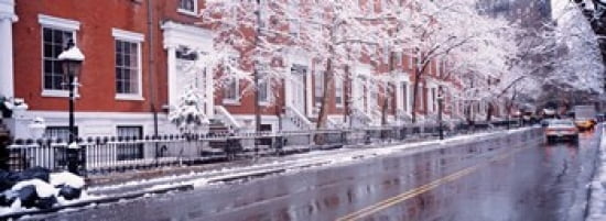 Winter Snow In Washington Square NYC New York City New York State USA Canvas Art - Panoramic Images (36 x 13)