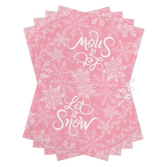 Winter Snow Kitchen Towels Dish Towel Pack of 4 Christmas Snowflakes Pink Vintage Decoration Soft Dish Cloth Set Absorbent Dishcloth for Drying Dishes, Hand Towels 18 x 28 Inches