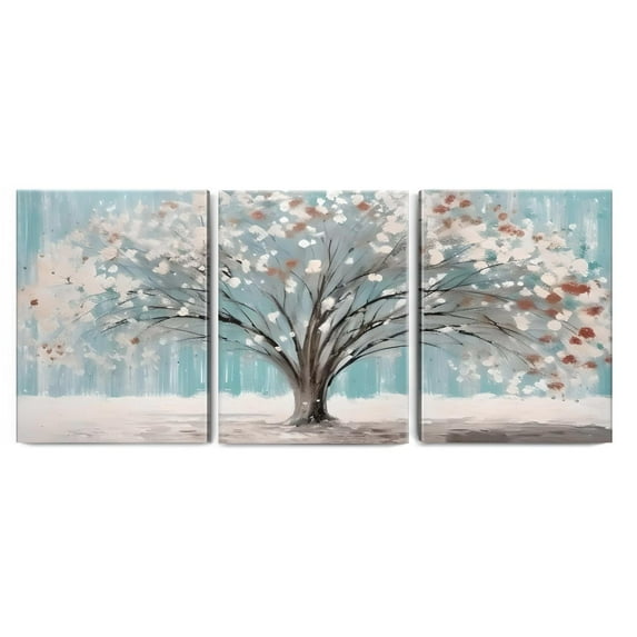 Winter Snow Landscape Wall Art Canvas Prints for Living Room Family Love Art Poster Home Decor Picture Modern Rustic Wall Decor for Dining Room Framed Painting 12"x16" 3PCS