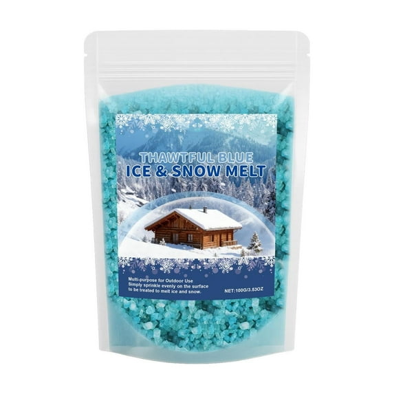 Winter Snow Melting Agent Ice Melt With Fast Acting Formula, Safe For Concrete And Effective In Low Temperatures For Driveways, Walkways And Steps, 3.53 Oz Bag