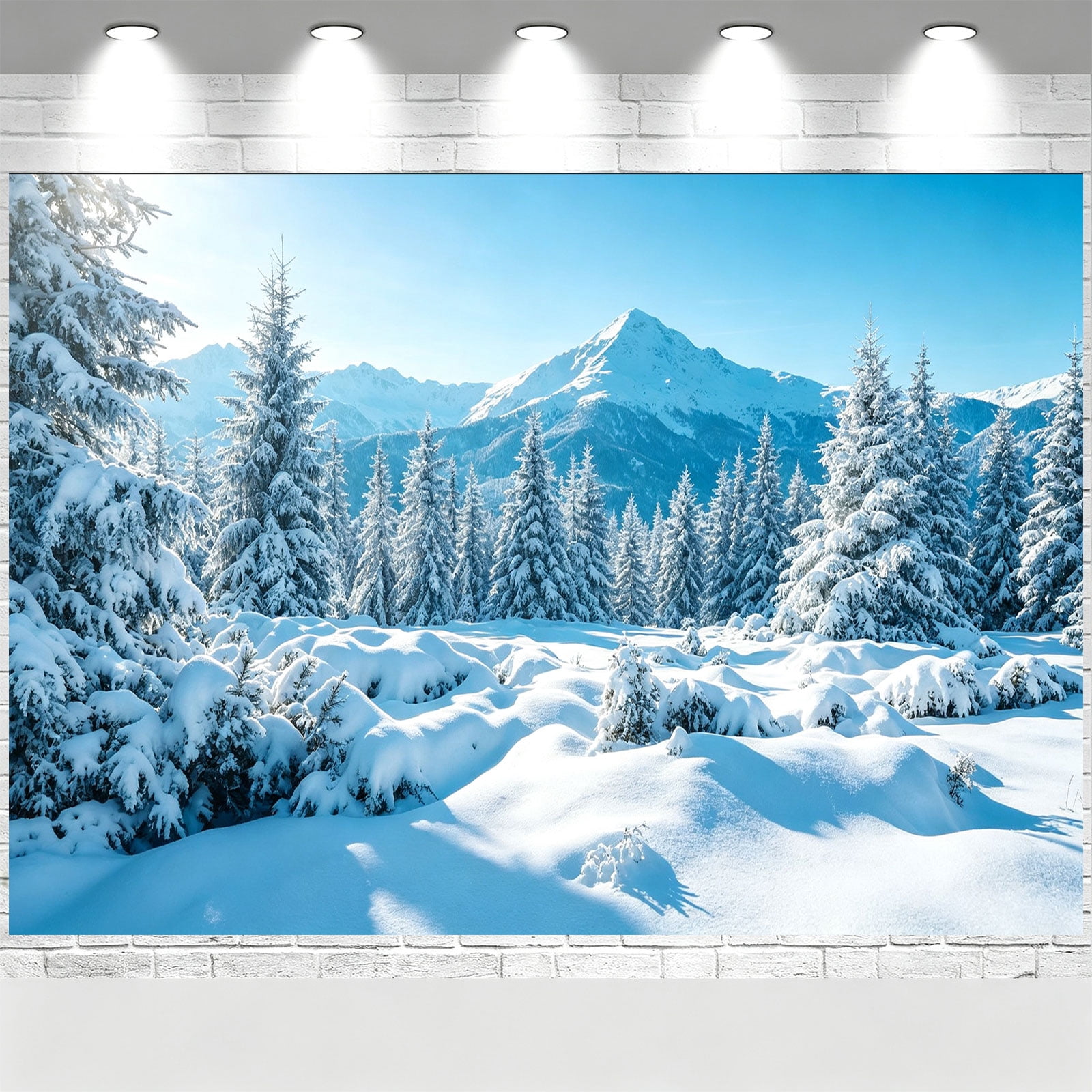 Winter Snow Mountain Forest Backdrop Sunny Winter Mountain Pine Banner ...