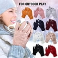 thumbnail image 1 of Winter Snow Pattern Gloves Touchscreen Compatible Thermal Knit Unisex, 1 of 4