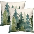 thumbnail image 1 of Winter Snow Pine Trees Pillow Covers Set of 2 Christmas Rustic Decorative Throw Pillowscases 16x16 Inch Xmas Seasonal Forest Throw Pillow Covers for Home Sofa Couch Bed Christmas Holiday Decoration, 1 of 6