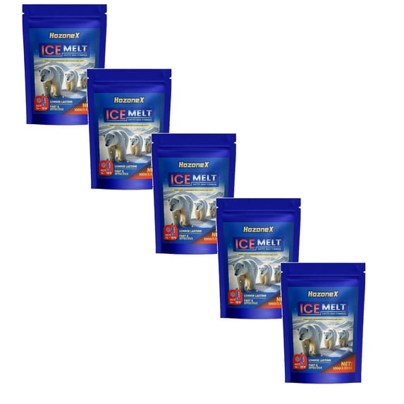 Winter Snow Salt Ice Melt 100g (~3.5oz), Fast-Acting Deicing Salt for Driveways, Sidewalks & Patios, Storm Safety Essential 5PACK