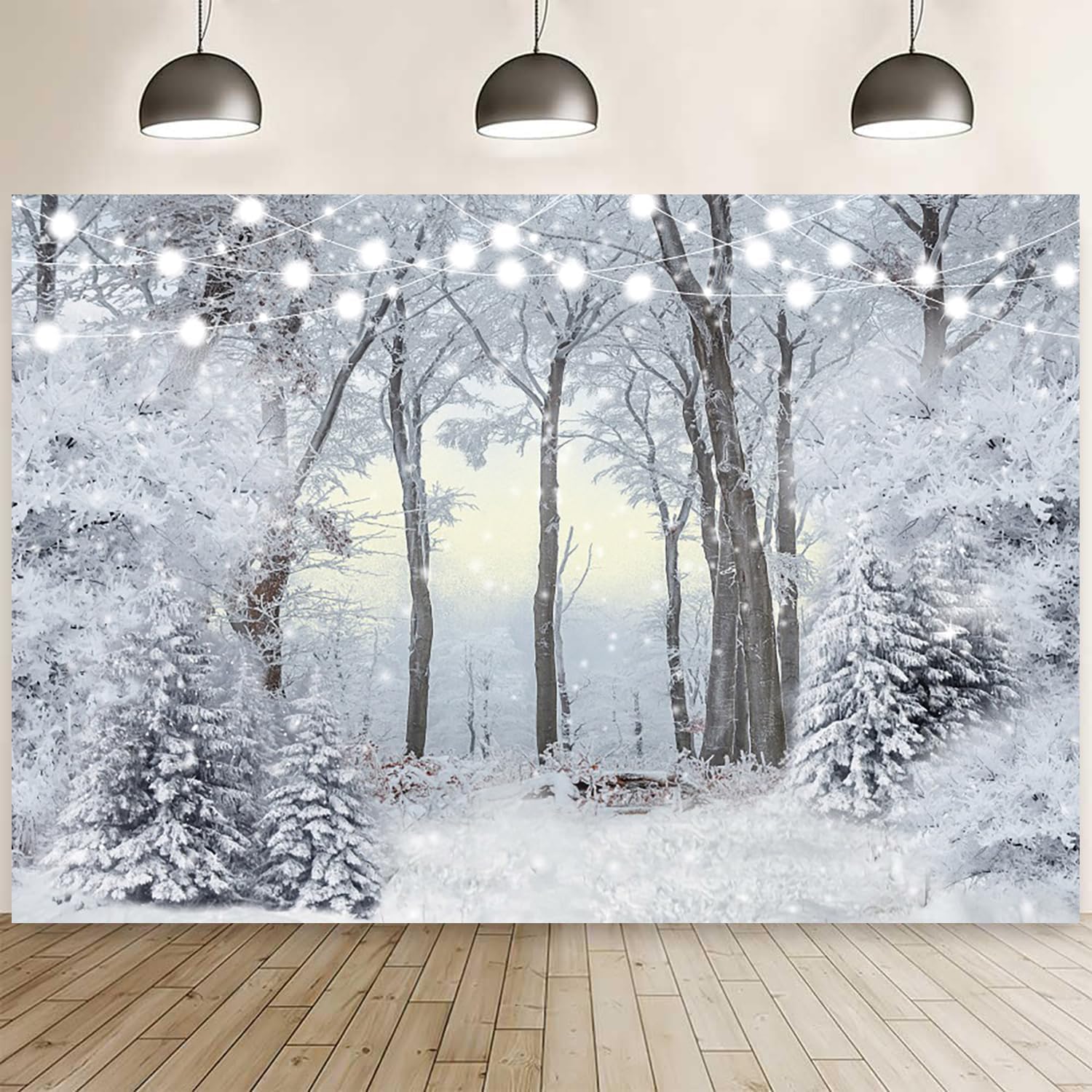 Winter Snow Scene Backdrop Snowy Pine Forest Snowfall Photography ...