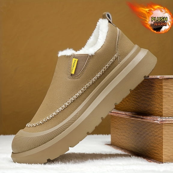 Winter Snow Shoes with Traction Tread - Slip-On Low-Top Ice Grips, PU Upper & PVC Sole, Warm for Snow & Ice - Casual/Outdoor/ - Easy On/Off (No Laces) - Cold Weather Footwear