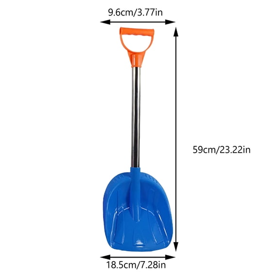 Snow Shovel Toys – 23” Square Mini Snow Removal Tool with D-Grip Handle, Plastic Scoop for Winter Play, Beach, Driveway, Car, Garden, Snowman Building, Blue, Snow Shovel
