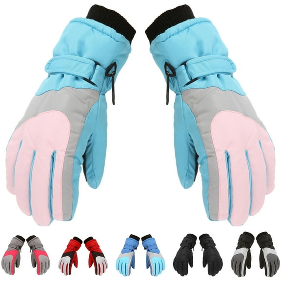 Winter Snow Ski Mitten Gloves Waterproof with Long Cuff for Kids Toddlers Boy Girl