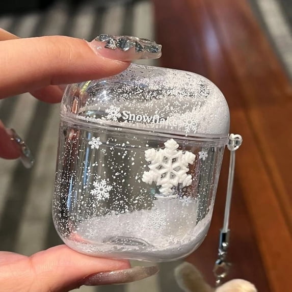 Winter Snow Snowman Quicksand Hard Funda for Apple AirPods 1 2 3 Case Wireless Bluetooth Earphone Charging Box Cover for Airpods (style-1,For Airpods Pro 1)