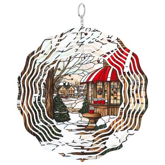Winter Snow Street Christmas 3D Wind Spinner, Holiday Yard Decor