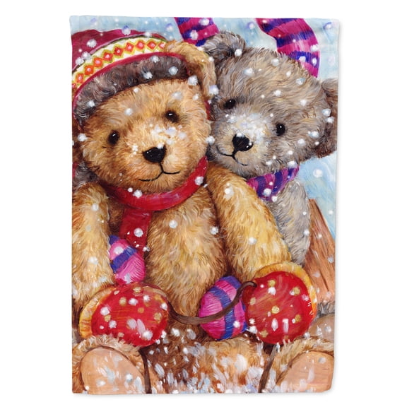 Winter Snow Teddy Bears Flag Canvas House Size