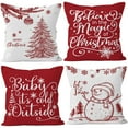 thumbnail image 1 of Winter Snow Throw Pillow Case Buffalo Check Plaid with Snowman/Santa Christmas/Winter Holiday Home Decorative Cushion Pillowcases 18 x 18 Inches, 1 of 4